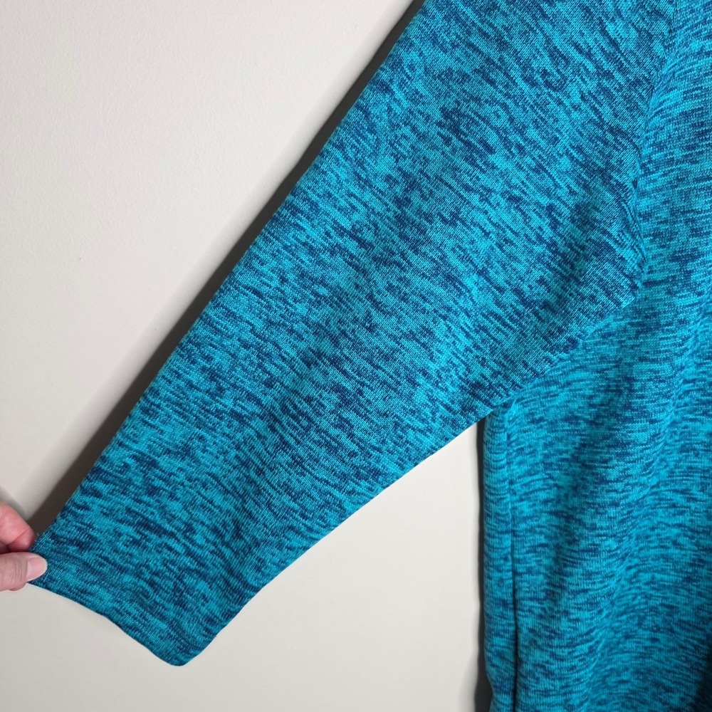 Lands' End Tunic Top Women 2X Blue Marl Cowl Neck Fleece Long Cozy Winter Warm - Picture 3 of 11